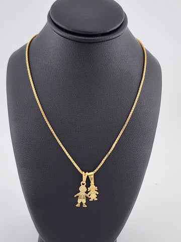 Brand New Brazilian 18k Gold Filled Boy and Girl Necklace