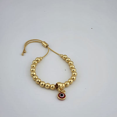 Brand New Brazilian 18k Gold Filled Adjustable Red Evil Bracelet