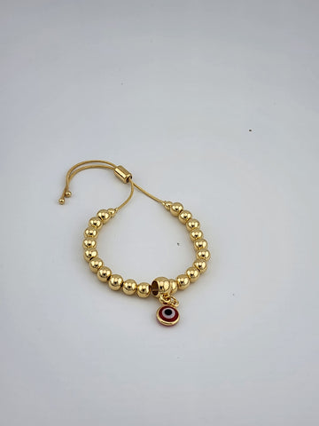 Brand New Brazilian 18k Gold Filled Adjustable Red Evil Bracelet