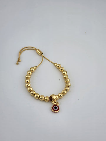 Brand New Brazilian 18k Gold Filled Adjustable Red Evil Bracelet