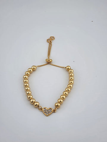 Brand New Brazilian 18k Gold Filled Adjustable Heart Bracelet