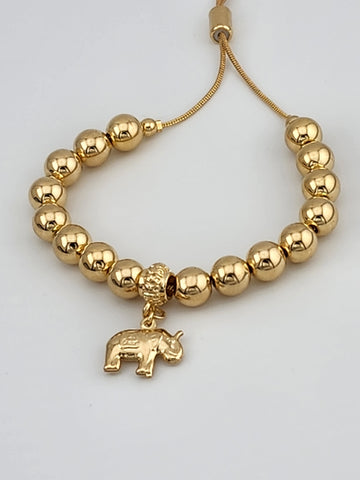 Brand New Brazilian 18k Gold Filled Beaded Elephant Adjustable Bracelet