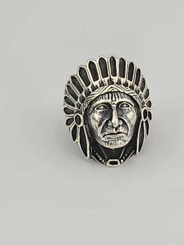 Brand New Sterling Silver 925 Native American Indian Head Ring