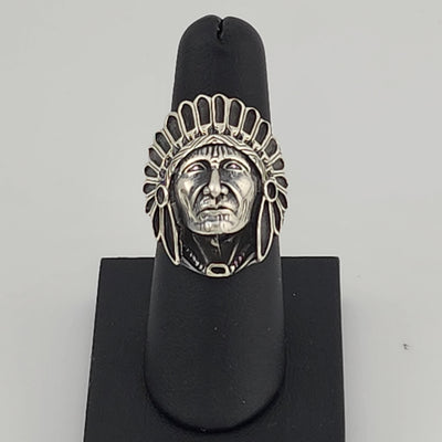 Brand New Sterling Silver 925 Native American Indian Head Ring