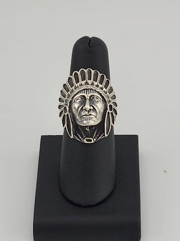 Brand New Sterling Silver 925 Native American Indian Head Ring