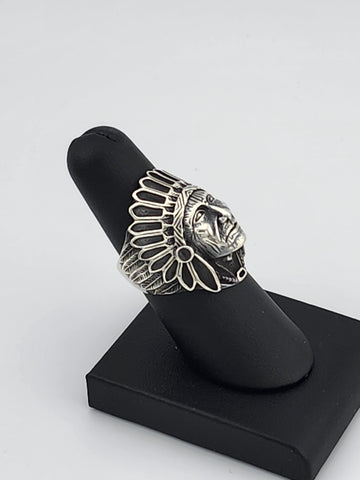 Brand New Sterling Silver 925 Native American Indian Head Ring