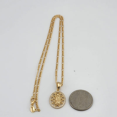 Brand New Brazilian 18k Gold Filled Virgen De Guadalupe Necklace