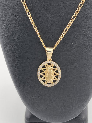 Brand New Brazilian 18k Gold Filled Virgen De Guadalupe Necklace