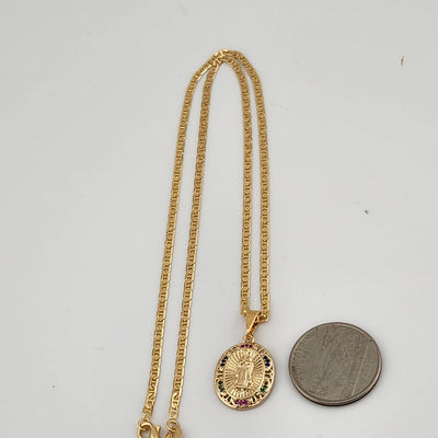 Brand New Brazilian 18k Gold Filled Virgen de Guadalupe Necklace