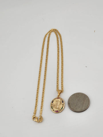 Brand New Brazilian 18k Gold Filled Virgen de Guadalupe Necklace