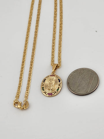 Brand New Brazilian 18k Gold Filled Virgen de Guadalupe Necklace