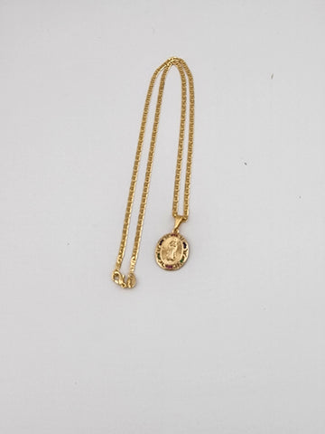 Brand New Brazilian 18k Gold Filled Virgen de Guadalupe Necklace