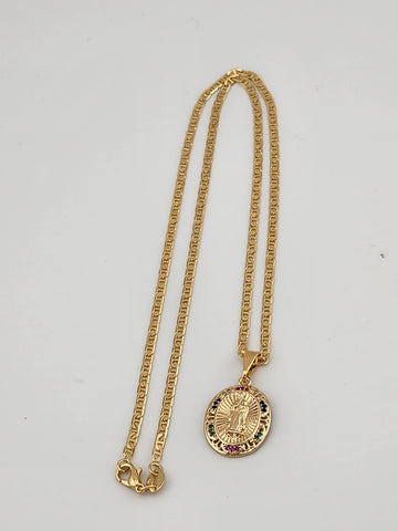 Brand New Brazilian 18k Gold Filled Virgen de Guadalupe Necklace