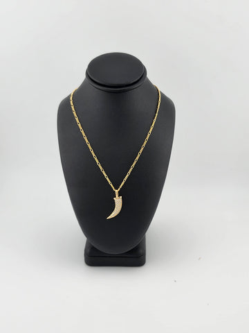 Brand New Brazilian 18k Gold Filled Design of Coyote tooth Figaro Necklace