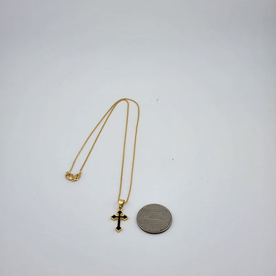 Brand New Black Enamel Cross Necklace