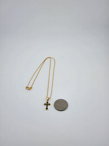 Brand New Black Enamel Cross Necklace