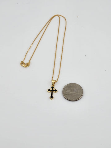 Brand New Black Enamel Cross Necklace