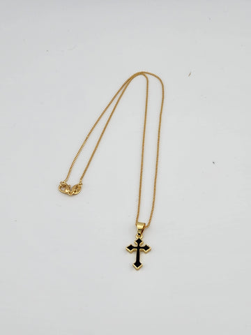 Brand New Black Enamel Cross Necklace