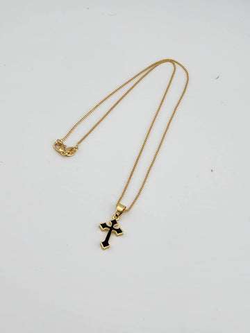 Brand New Black Enamel Cross Necklace