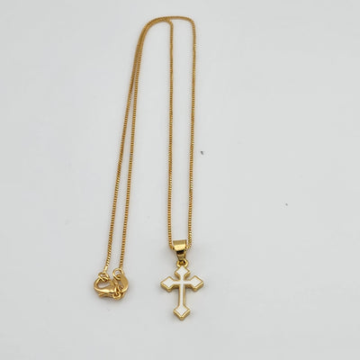 Brand New White Enamel Cross Necklace