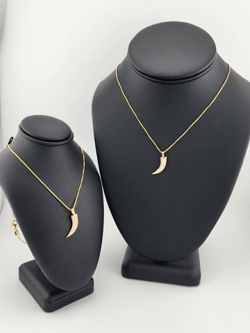 Brand New Brazilian 18k Gold Filled Design of Coyote tooth Box Necklace