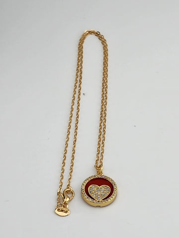 Brand New Red enamel Heart Necklace