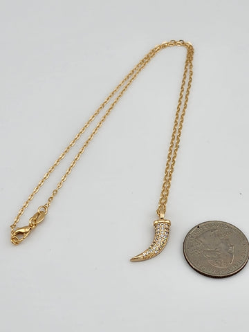 Brand New Brazilian 18k Gold Filled Coyote tooth Necklace