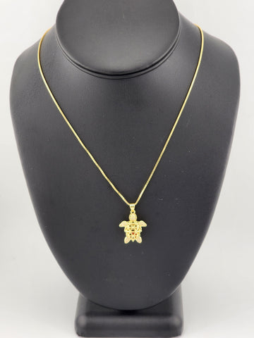 Brand New Cubic Zirconia Stone Turtle Necklace