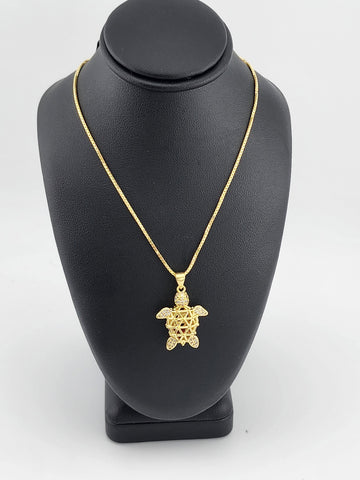 Brand New Cubic Zirconia Stone Turtle Necklace