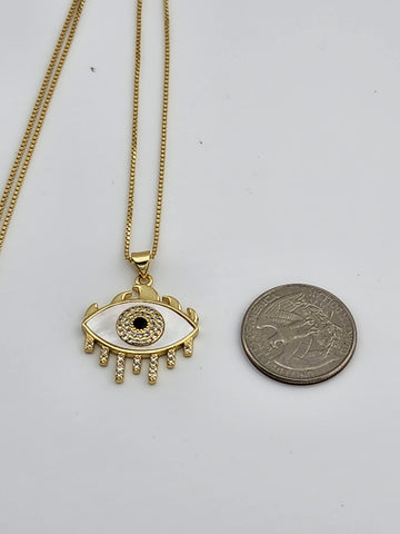 Brand New white opal Evil Eye Necklace