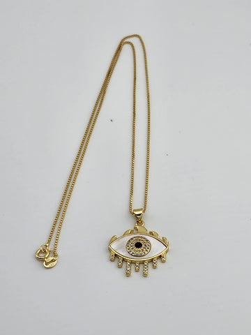 Brand New white opal Evil Eye Necklace