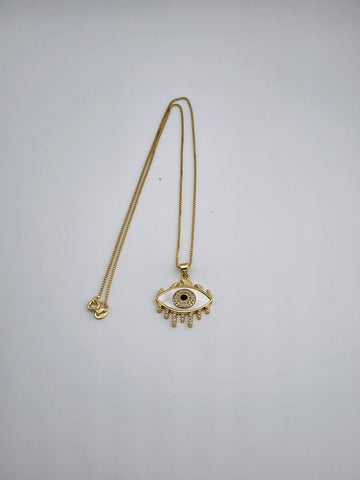 Brand New white opal Evil Eye Necklace