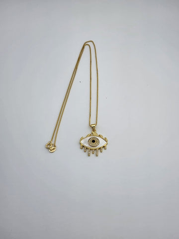 Brand New white opal Evil Eye Necklace