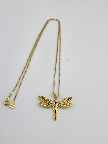 Brand New Multi Colored DragonFly Necklace