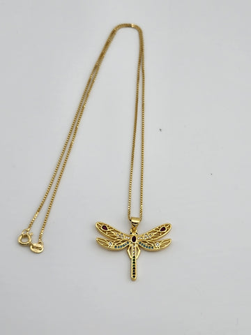 Brand New Multi Colored DragonFly Necklace