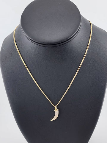 Brand New Brazilian 18k Gold Filled Coyote tooth Necklace