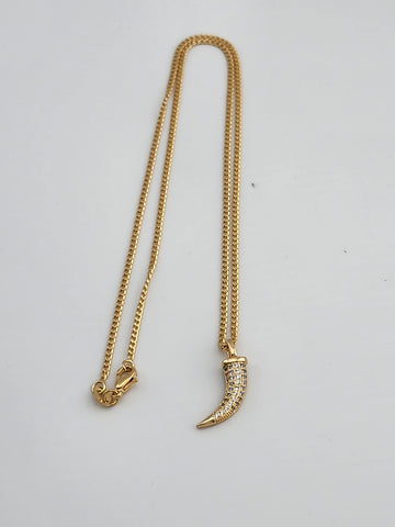 Brand New Brazilian 18k Gold Filled Coyote tooth Necklace