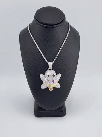 Brand New Sterling Silver 925 Emoji Ghost Necklace