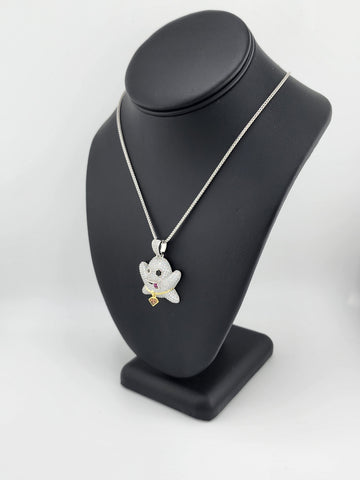 Brand New Sterling Silver 925 Emoji Ghost Necklace