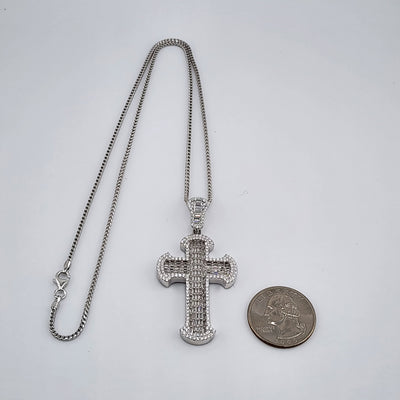 Brand New Sterling Silver 925 Cz Cross Necklace