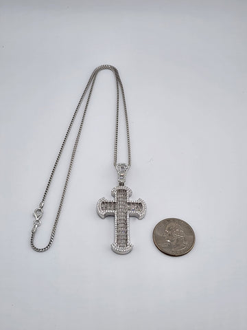 Brand New Sterling Silver 925 Cz Cross Necklace