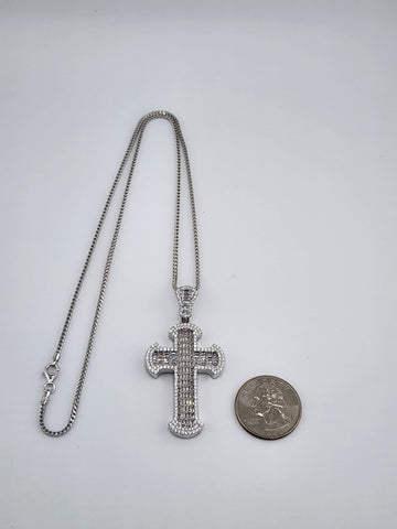 Brand New Sterling Silver 925 Cz Cross Necklace