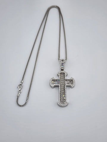 Brand New Sterling Silver 925 Cz Cross Necklace