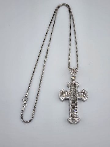 Brand New Sterling Silver 925 Cz Cross Necklace