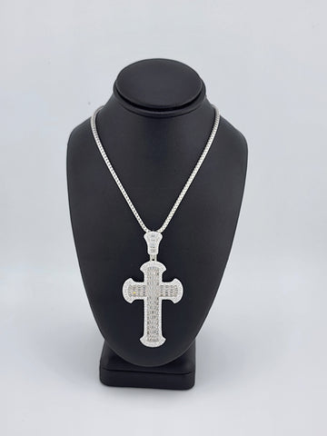 Brand New Sterling Silver 925 Cz Cross Necklace