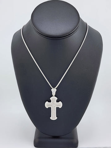 Brand New Sterling Silver 925 Cz Cross Necklace