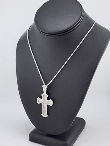 Brand New Sterling Silver 925 Cz Cross Necklace