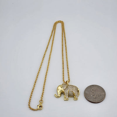 Brand New Sterling Silver 925 cz Elephant Necklace