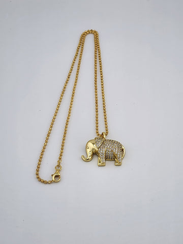 Brand New Sterling Silver 925 cz Elephant Necklace