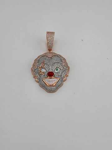 Brand New Sterling Silver 925 Rosa Gold Clown Pendant